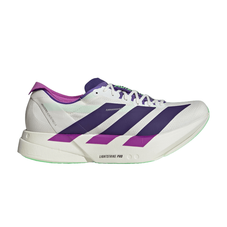 adidas Adizero Adios Pro 4 'Core White Purple Lime Burst' — Core White/Collegiate Purple/Lime Burst
