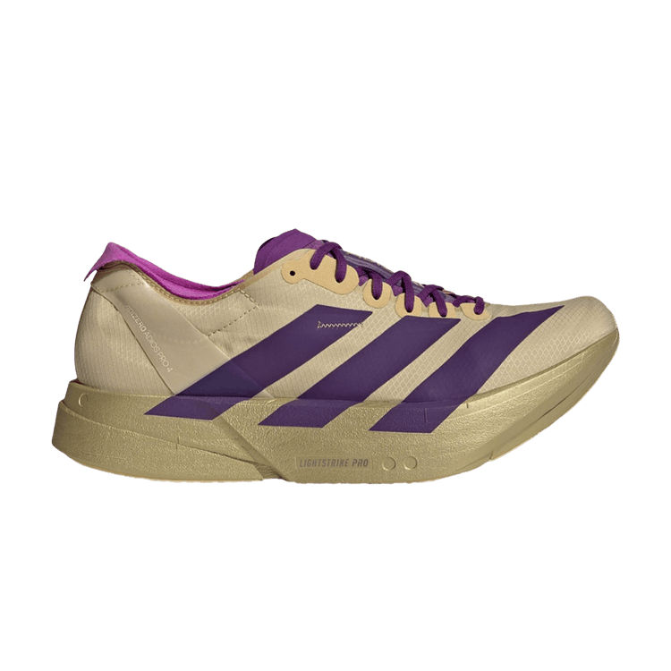 adidas Adizero Adios Pro 4 'Sand' — Sand / Rich Purple / Gold Metallic