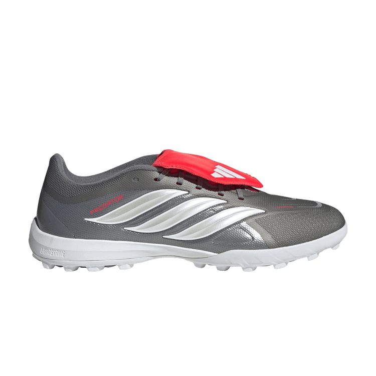 adidas Predator League Fold Over Tongue Turf 'Iron Metallic Zero Metalic Lucid Red' — Iron Metallic/Zero Metalic/Lucid Red