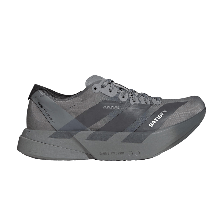 SATISFY x adidas Adizero Adios Pro 4 'Grey Black' — Core Black/Grey Five/Grey Three