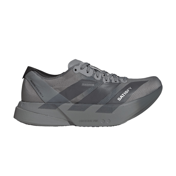 SATISFY x adidas Wmns Adizero Adios Pro 4 'Grey Black' — Core Black/Night Metallic/Grey Five