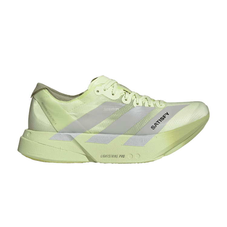 SATISFY x adidas Wmns Adizero Adios Pro 4 'Tent Green' — Tent Green/Matte Silver/Magic Lime