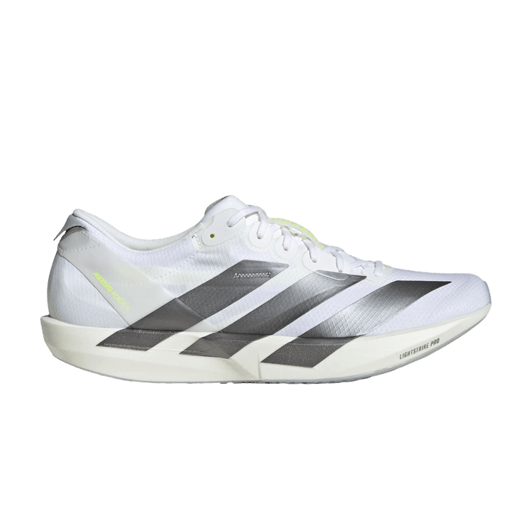 adidas Adizero Adios 9 'Cloud White Iron Metallic' — Cloud White / Iron Metallic / Solar Yellow