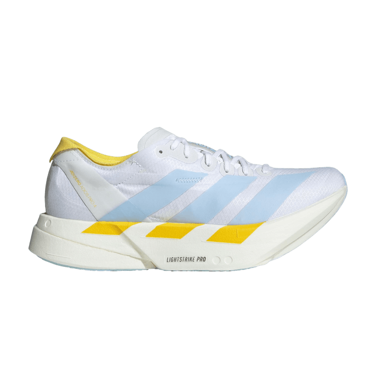 adidas Wmns Adizero Adios Pro 4 'Cloud White Glow Blue Yellow' — Cloud White/Glow Blue/Yellow