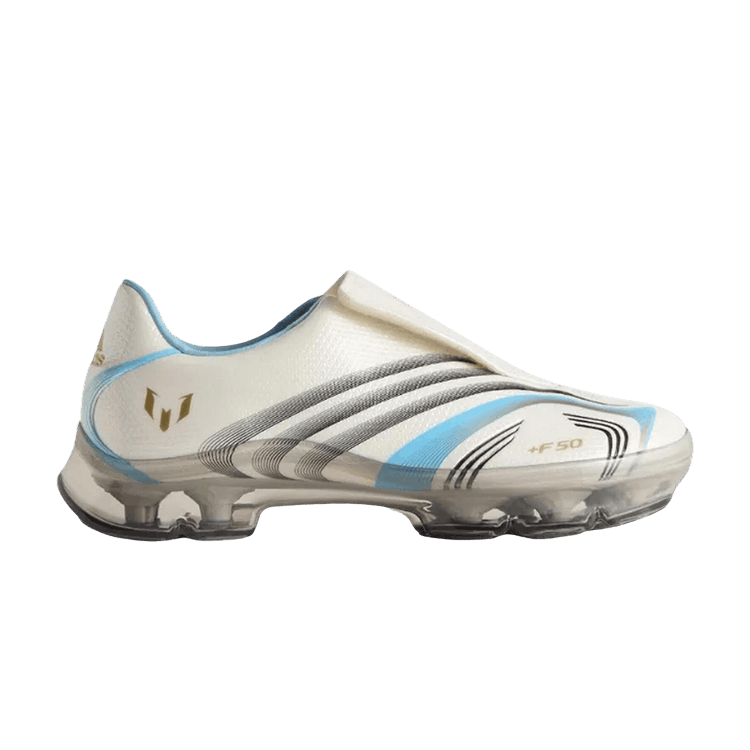 Kith x Messi x adidas Wmns F50 Inframe 'Off White Clear Blue Gold' — Off White/Clear Blue/Metallic Gold