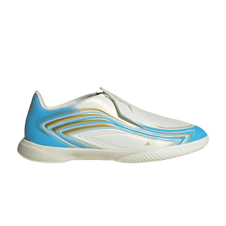 adidas F50 Messi League Laceless IC Little Kid 'Ivory Semi Blue Burst' — Ivory / Semi Blue Burst / Icey Blue