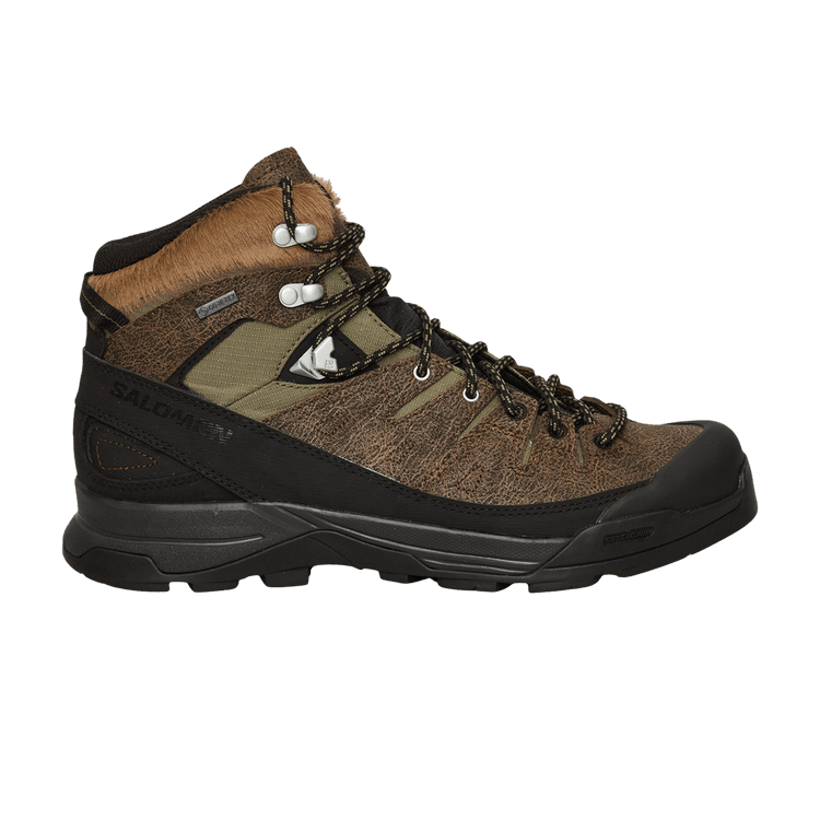 Salomon X-ALP Mid Distressed Leather GORE-TEX 'Dark Earth Black' — Dark Earth/Black/Lichen Green