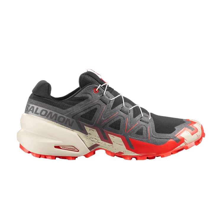 Salomon Speedcross 6 'Black Fiery Red' — Black / Fiery Red / Almond Milk