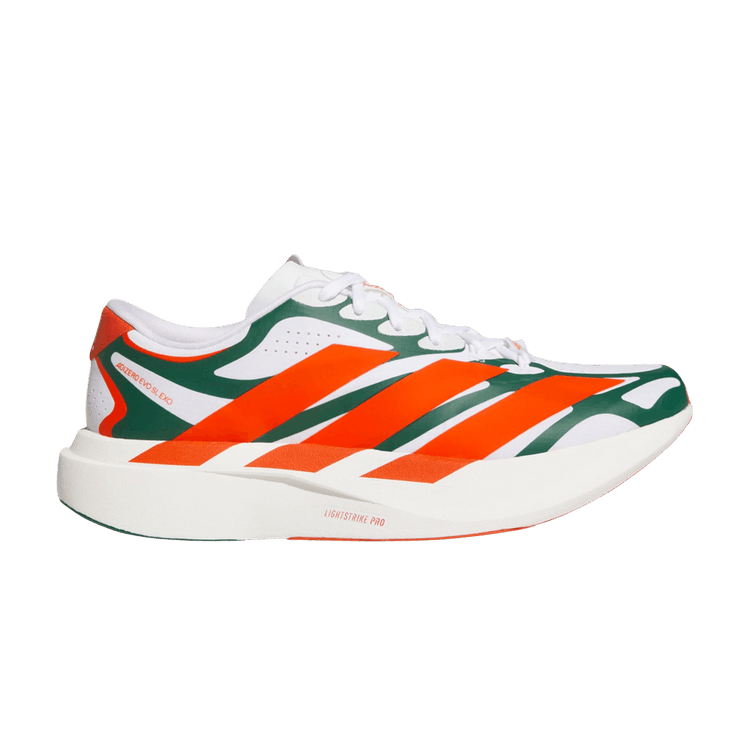 adidas Adizero Evo SL Exo 'Miami Hurricanes' — Cloud White / Dark Green / Collegiate Orange