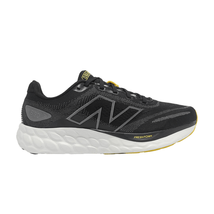 New Balance Fresh Foam 680 V8 Wide 'Black Castlerock Ginger Lemon' — Black/Castlerock/Ginger Lemon