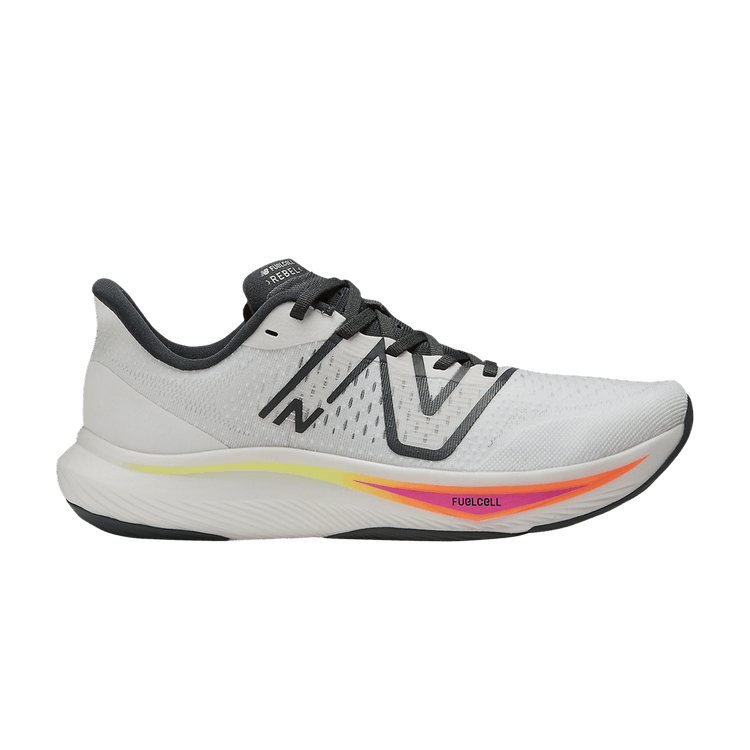 New Balance FuelCell Rebel v3 2E Wide 'White Neon Dragonfly' — White/Blacktop/Neon Dragonfly