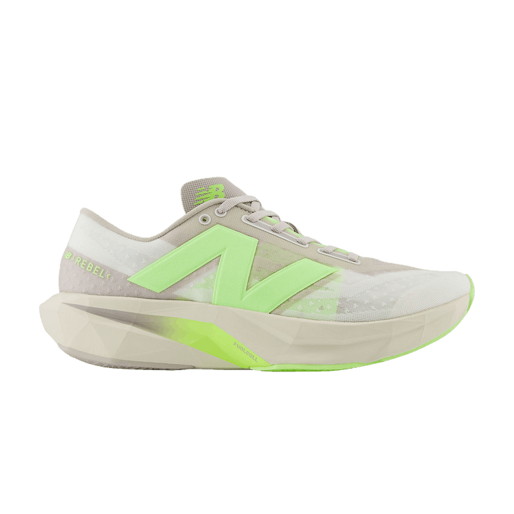 New Balance FuelCell Rebel v4 2E Wide 'Moonrock Bleached Lime Glo' — Moonrock/Bleached Lime Glo/Sea Salt
