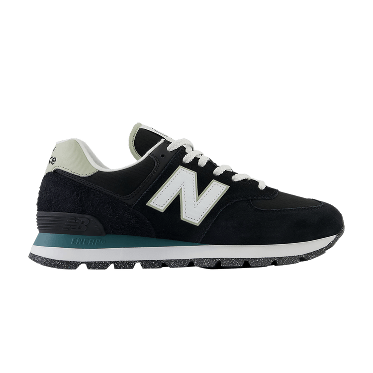 New Balance 574 Rugged 'Black Teal' — Black/White