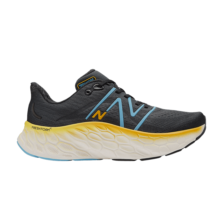 New Balance Fresh Foam X More v4 4E Wide 'Black Coastal Blue' — Black/Coastal Blue/Ginger Lemon