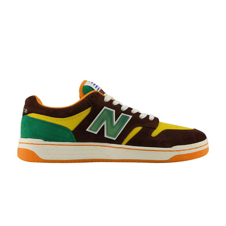 Rukus x New Balance Numeric 480 'Mallard Duck' — Brown/Yellow-Green