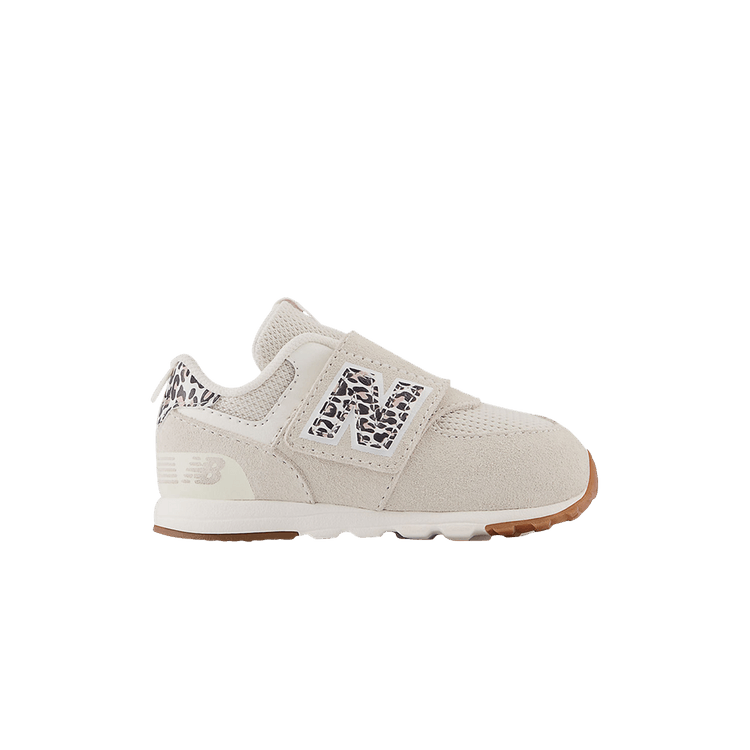 New Balance 574 New-B Hook &amp; Loop Toddler 'Leopard' — Sea Salt/Black/Stone Pink