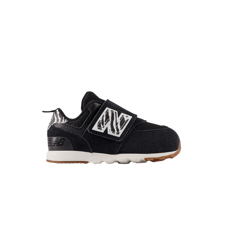 New Balance 574 New-B Hook &amp; Loop Toddler 'Zebra' — Black/White