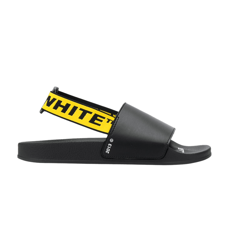 Off-White Industrial Strap Sliders 'Black' — Black/Yellow