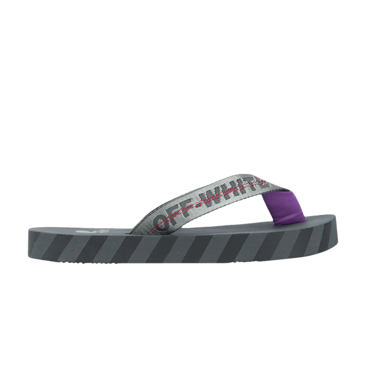 Off-White Flip Flops 'Graphic Print - Grey' — Grey/Black/Purple