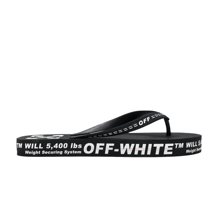 Off-White Flip Flops 'Typographic Logo - Black' — Black/White