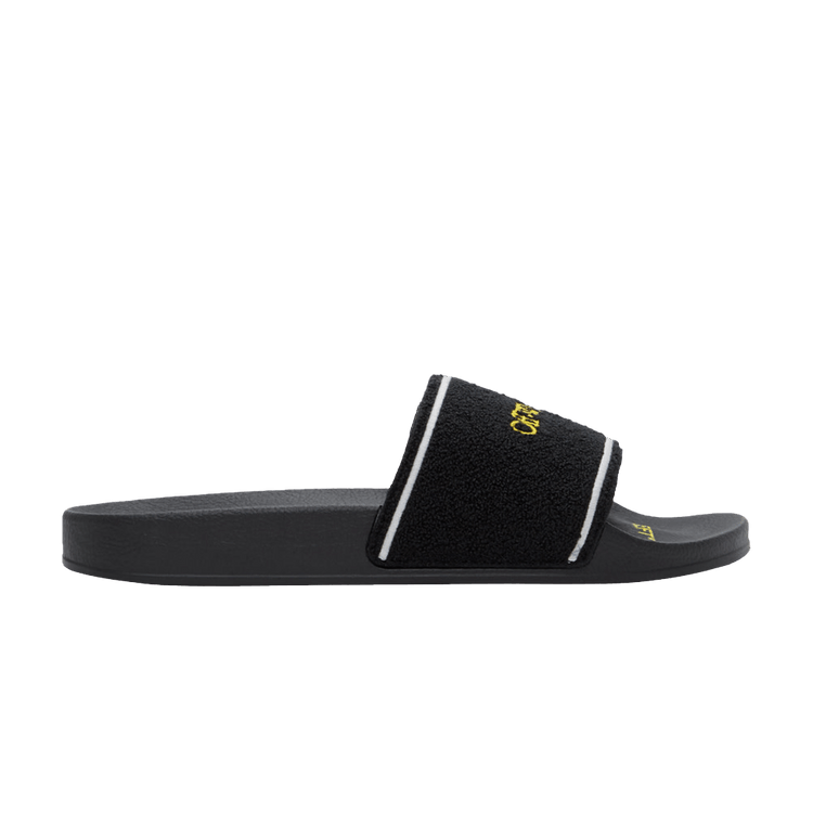 Off-White Sliders 'Towel - Black Yellow' — Black