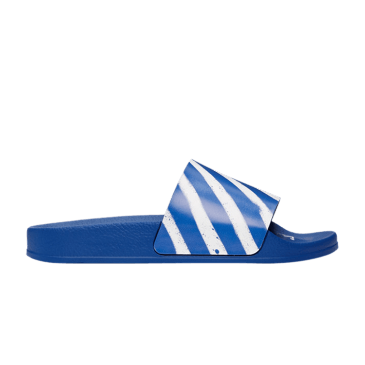 Off-White Industrial Sliders 'Diagonal Stripe - Blue' — Blue/White