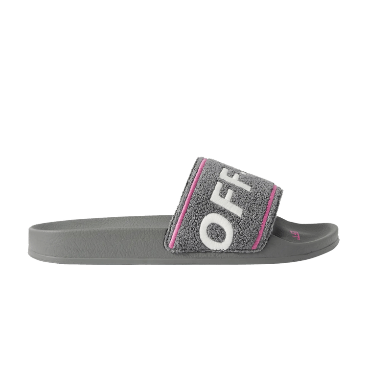 Off-White Towel Embroidery Slider 'Grey' — Grey/White