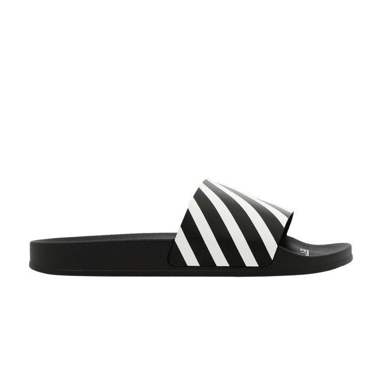 Off-White Diagonal Sliders 'Black White' — Black/White