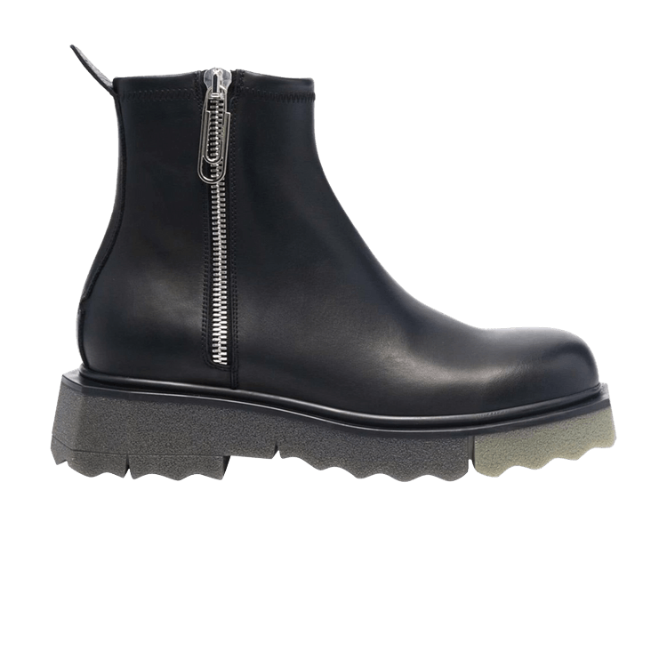 Off-White Sponge Sole Leather Zip Boot 'Black Military Green' — Black/Military Green