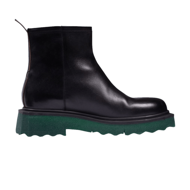 Off-White Sponge Sole Leather Zip Boot 'Black' — Black/Black