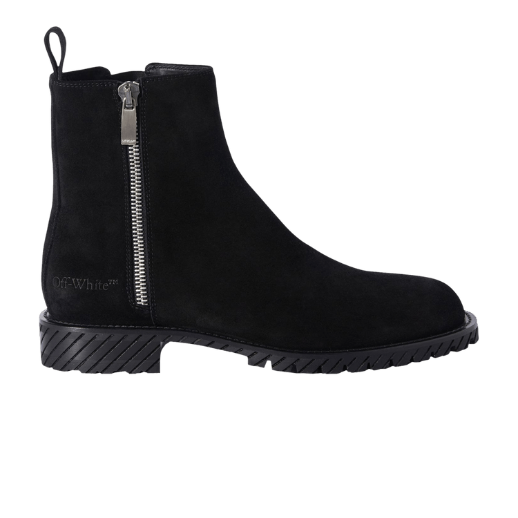 Off-White Military Suede Ankle Boot 'Black' — Black