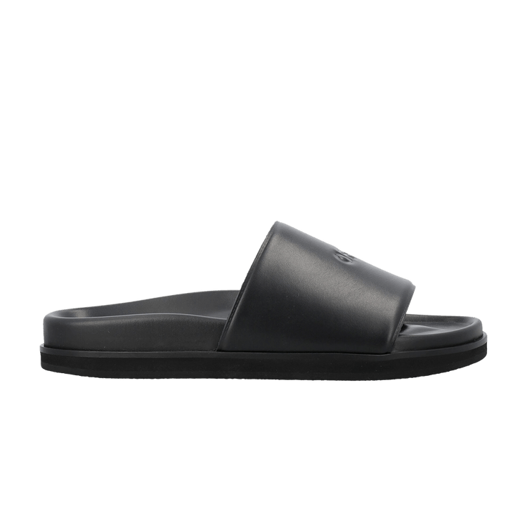 Off-White Stamp Leather Sliders 'Black' — Black