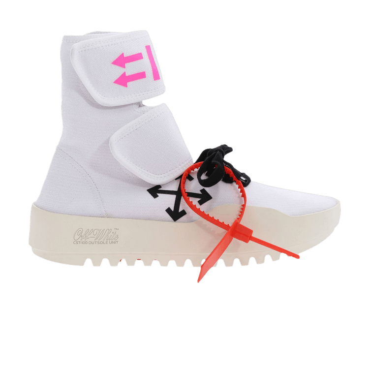 Off-White Wmns Moto Wrap Sneakers 'White Neon Fuchsia' — White/Black/Neon Fuchsia
