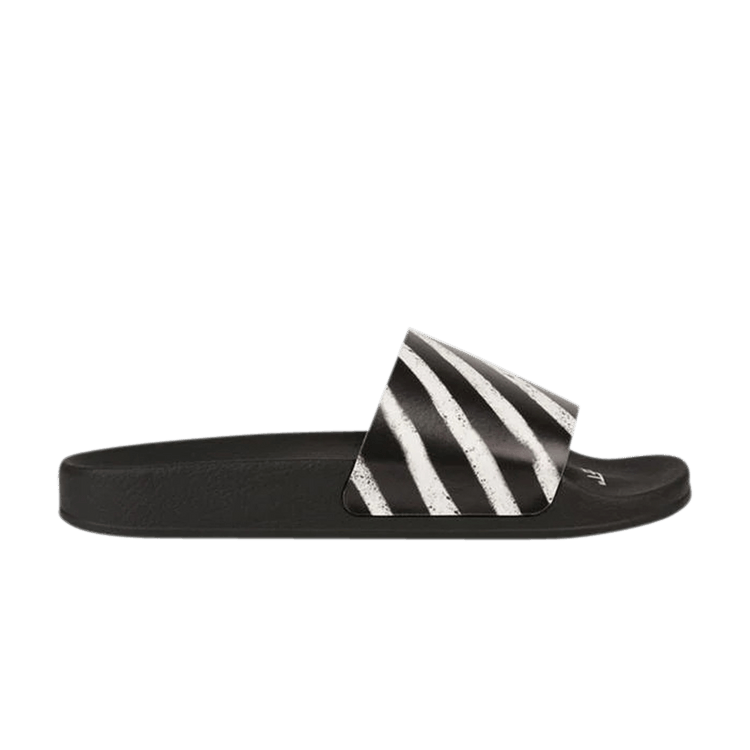 Off-White Wmns Spray Stipes Sliders 'Black White' — Black/White
