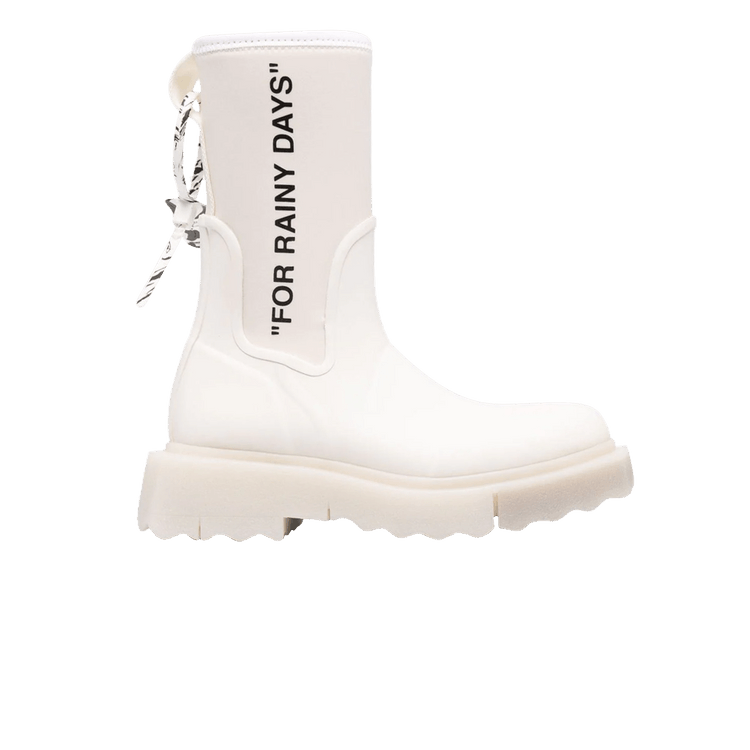 Off-White Wmns Zip-Tie Rain Boot 'For Rainy Days - White' — White/Black