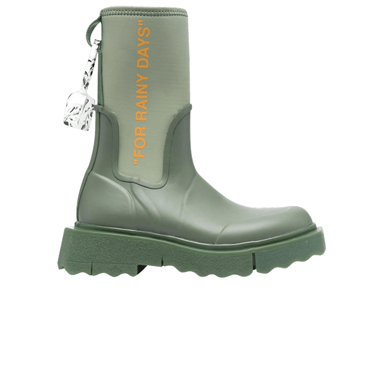 Off-White Wmns Zip-Tie Rain Boot 'For Rainy Days - Green' — Green