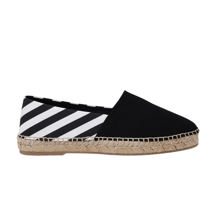 Off-White Wmns Stripes Flat Espadrilles 'Black' — Black/White