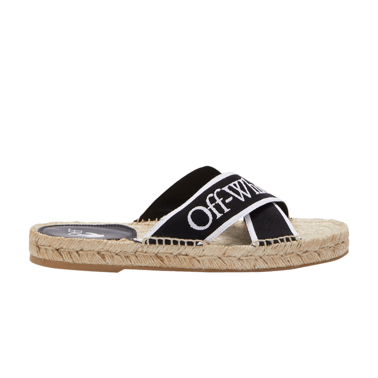 Off-White Wmns Bookish Criss-Cross Espadrille Sliders 'Black White Beige' — Black/White/Beige