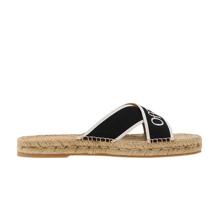 Off-White Wmns Bookish Criss-Cross Espadrille Sliders 'Black White' — Black/White