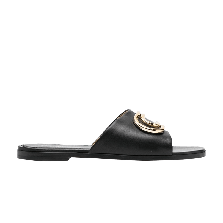Off-White Wmns Paperclip Nappa Slider 'Black Gold' — Black/Gold
