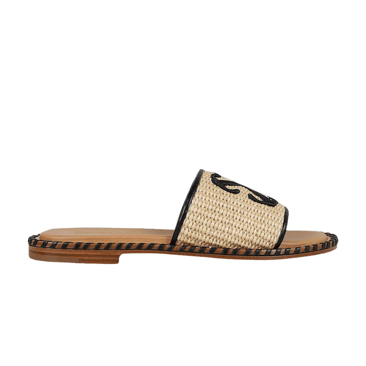 Off-White Wmns Twist Raffia Arrow Slides 'Beige Black' — Beige/Black