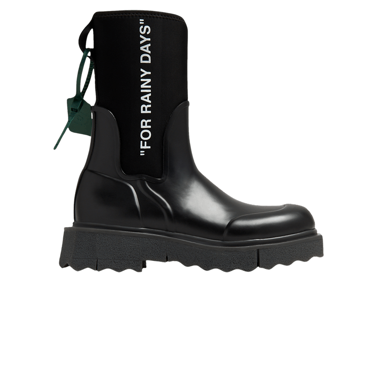 Off-White Wmns Sponge Rubber Rain Boot 'For Rainy Days - Black' — Black/White