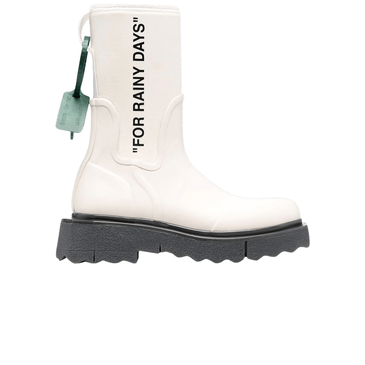 Off-White Wmns Sponge Rubber Rain Boot 'For Rainy Days - White' — White/Black