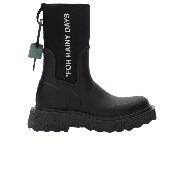 Off-White Wmns Sponge Rubber Rain Boot 'For Rainy Days - Matte Black' — Black/White