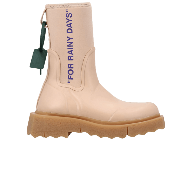 Off-White Wmns Sponge Rubber Rain Boot 'For Rainy Days - Rose' — Rose/Rose