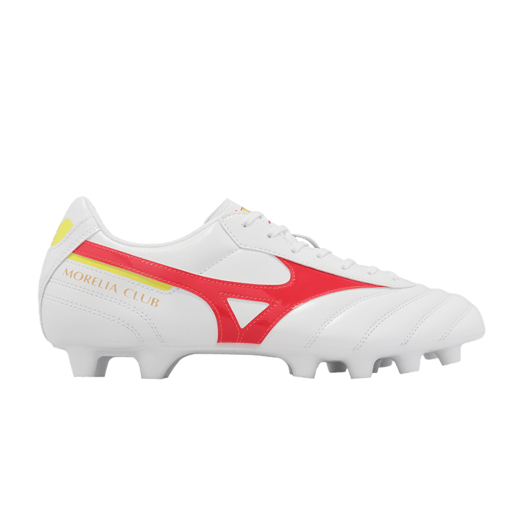 Mizuno Morelia 2 Club MD FG 'White Fiery Coral Bolt' — White/Fiery Coral 2/Bolt 2