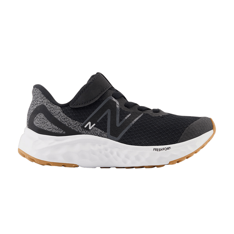 New Balance Fresh Foam Arishi v4 Bungee Lace Little Kid 'Black White Gum' — Black/White