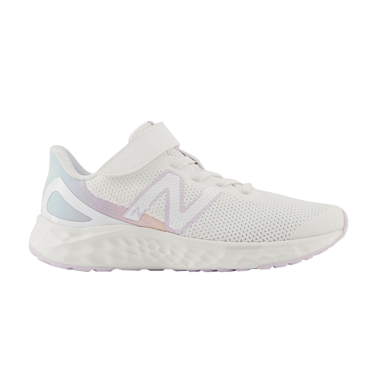 New Balance Fresh Foam Arishi v4 Bungee Lace Top Strap Little Kid 'White Taro' — White/Taro