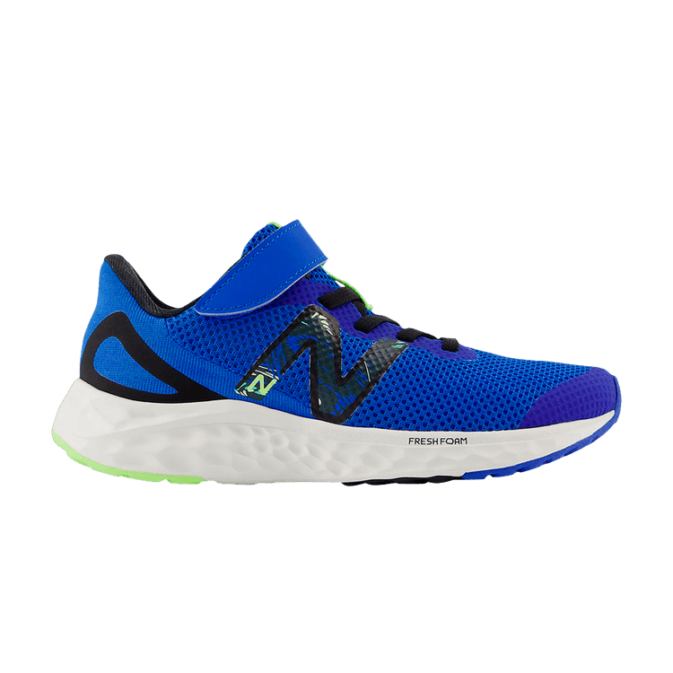 New Balance Fresh Foam Arishi v4 Bungee Lace Top Strap Little Kid Wide 'Blue Oasis' — Blue Oasis/Black/Bleached Lime Glow