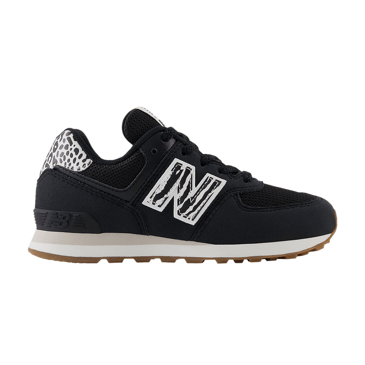 New Balance 574 Little Kid Wide 'Animal Print' — Black/White